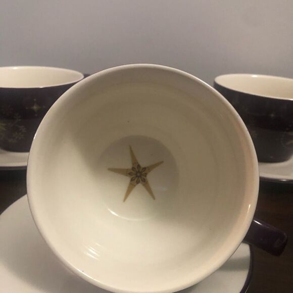 Starbucks Holiday 2006 Coffee Set Of 4 Plum Purple White Cup Saucer Mug - Picture 5 of 9